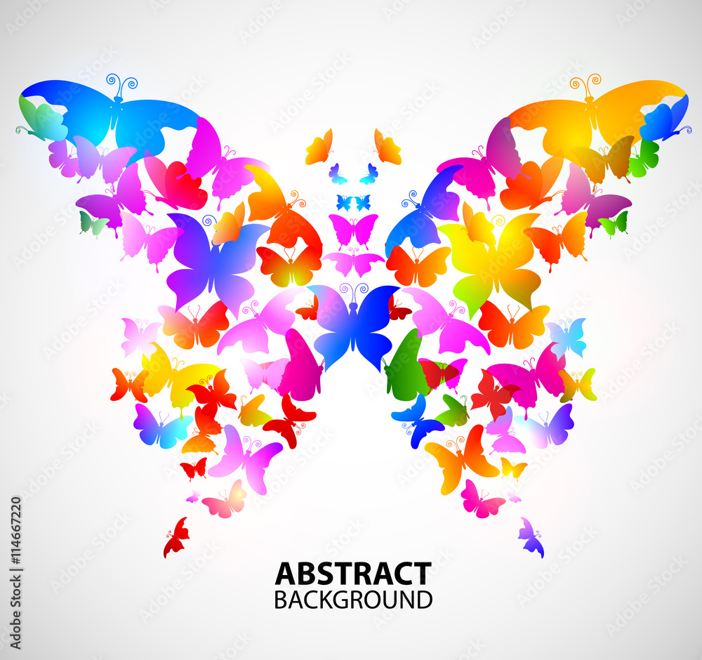 Colored abstract background with butterflies Colored abstract background with butterflies