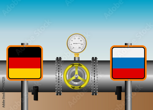 Vector illustration. The main gas pipeline Russia - Germany.