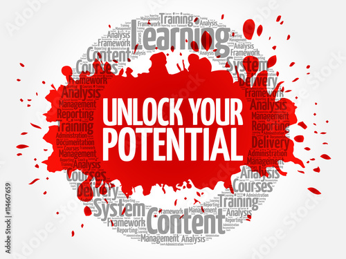 Unlock your potential circle word cloud, business concept