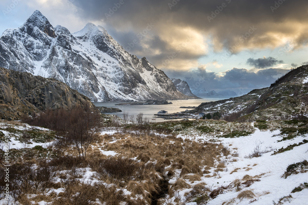 Mystic evening landscape on Lofoten islands Mystic evening landscape on Lofoten islands