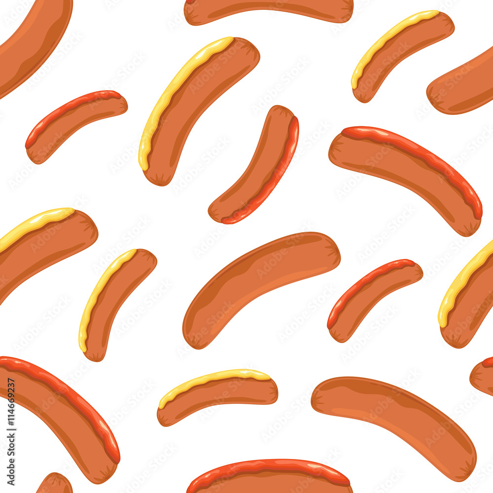 Seamless background with sausages Seamless background with sausages