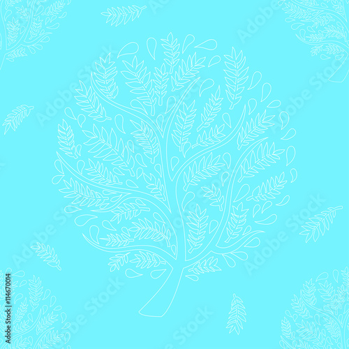 White Tree on Blue Backgrou...