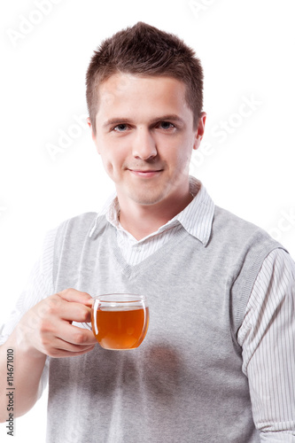 man with cup of tea