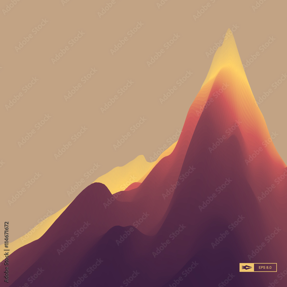 Mountain Landscape. Mountainous Terrain. Vector Illustration For Banner, Flyer, Book Cover, Poster. Abstract Background.