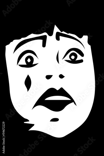 vector sketch of a sad white clown
