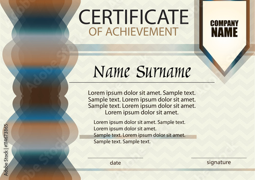 Certificate of achievement or diploma  template. Horizontal. Vector.