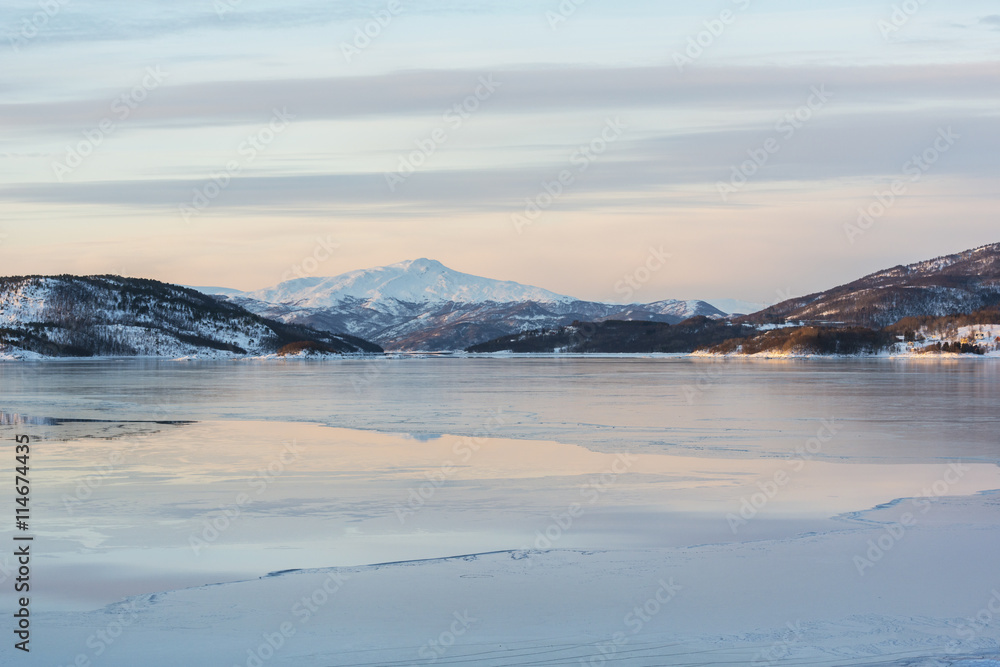 Winter landscape of Lofoten Islands