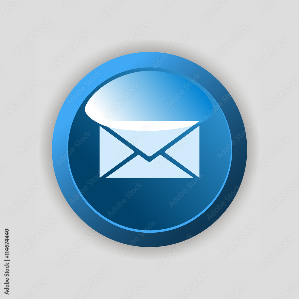Botón azul con un icono de correo Botón azul con un icono de correo