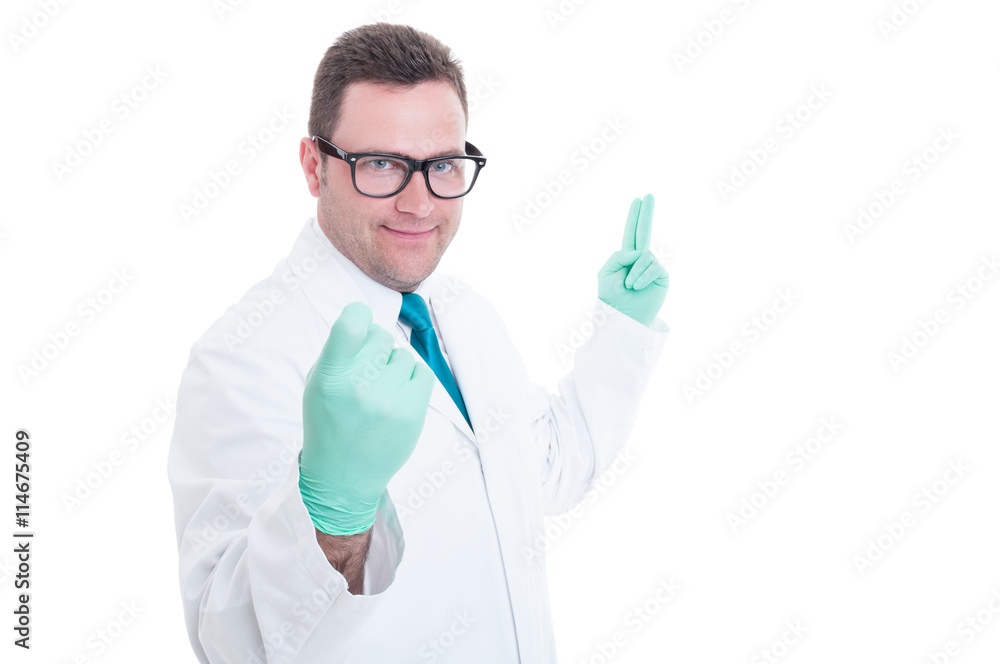 Male proctologist calling for appointment fingers gesture Male proctologist calling for appointment fingers gesture