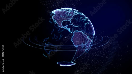 Digital world globe looping animation 