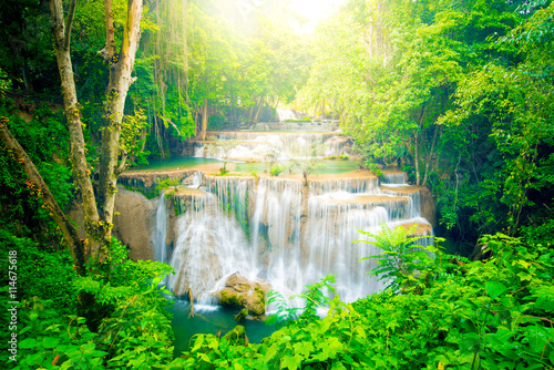 Huay Mae Kamin Waterfall in Kanchanaburi  Thailand.