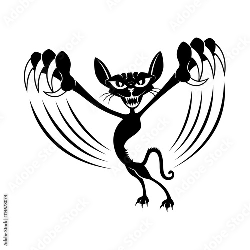 Black cat with claws.