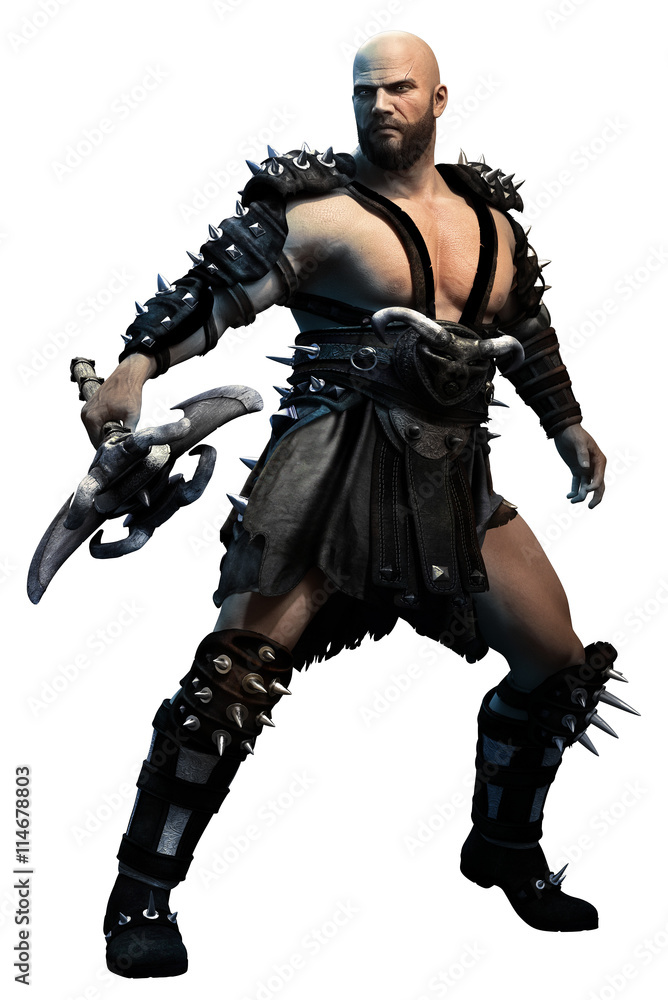 Fantasy warrior with an axe 3D illustration Fantasy warrior with an axe 3D illustration