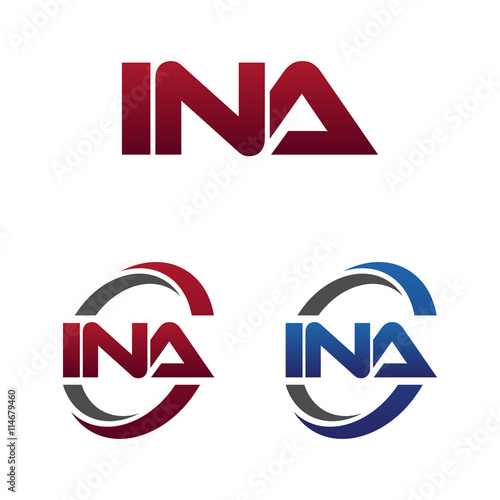Modern 3 Letters Initial logo Vector Swoosh Red Blue ina