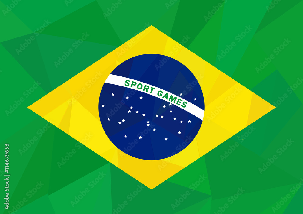 Fototapeta premium brazil flag low poly sport