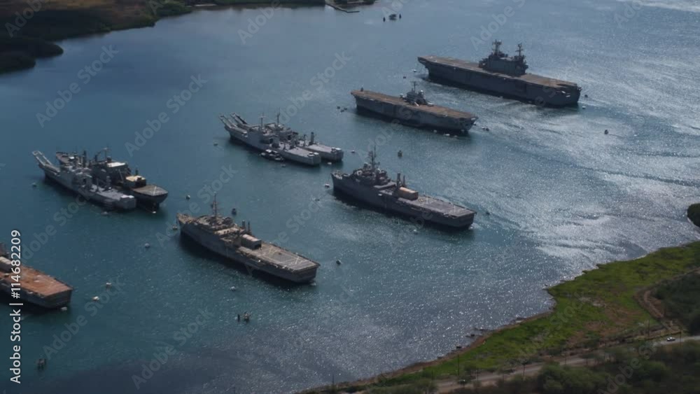 Zoom-in on ships in Pearl Harbor. Shot in 2010. Zoom-in on ships in Pearl Harbor. Shot in 2010.