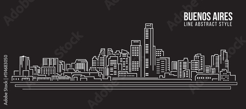 Cityscape Building Line art Vector Illustration design - Buenos aires city photo