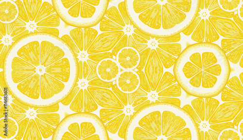 Seamless pattern from lemons. Vector background.