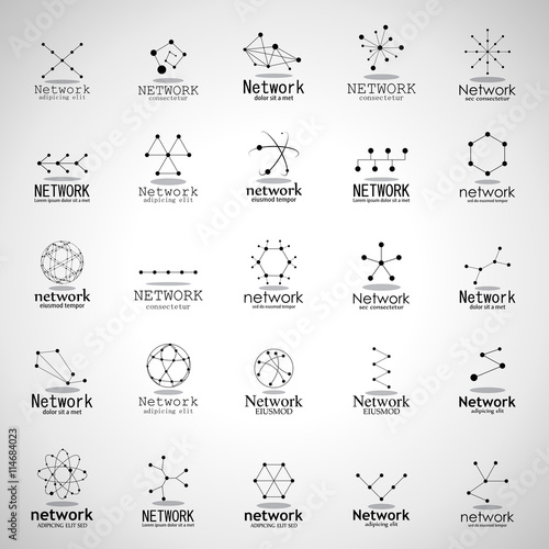 Network Icons Set - Isolated On Gray Background - Vector Illustration, Graphic Design. For Web, Websites,Apps, Print, Presentation Templates, Mobile Applications And Promotional Materials