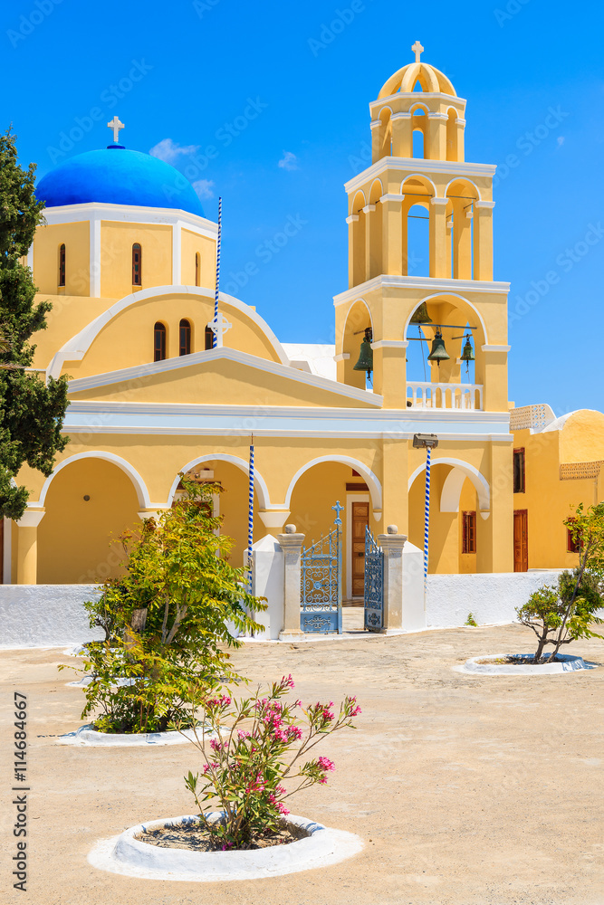 Beautiful church in the village of Oia, Santorini island, Cyclades, Greece