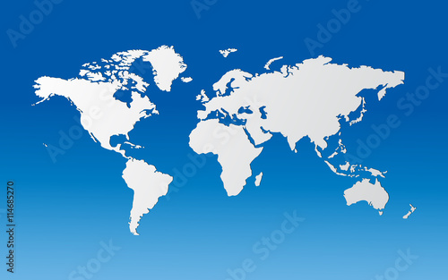 White world map on blue background vector illustration  isolated