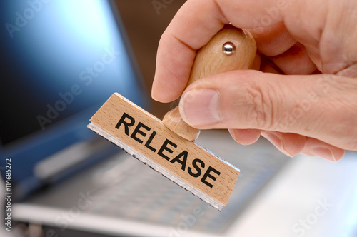 Release printed on rubber stamp