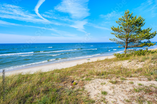 A view of beautiful sandy beach in Bialogora coastal village  Baltic Sea  Poland