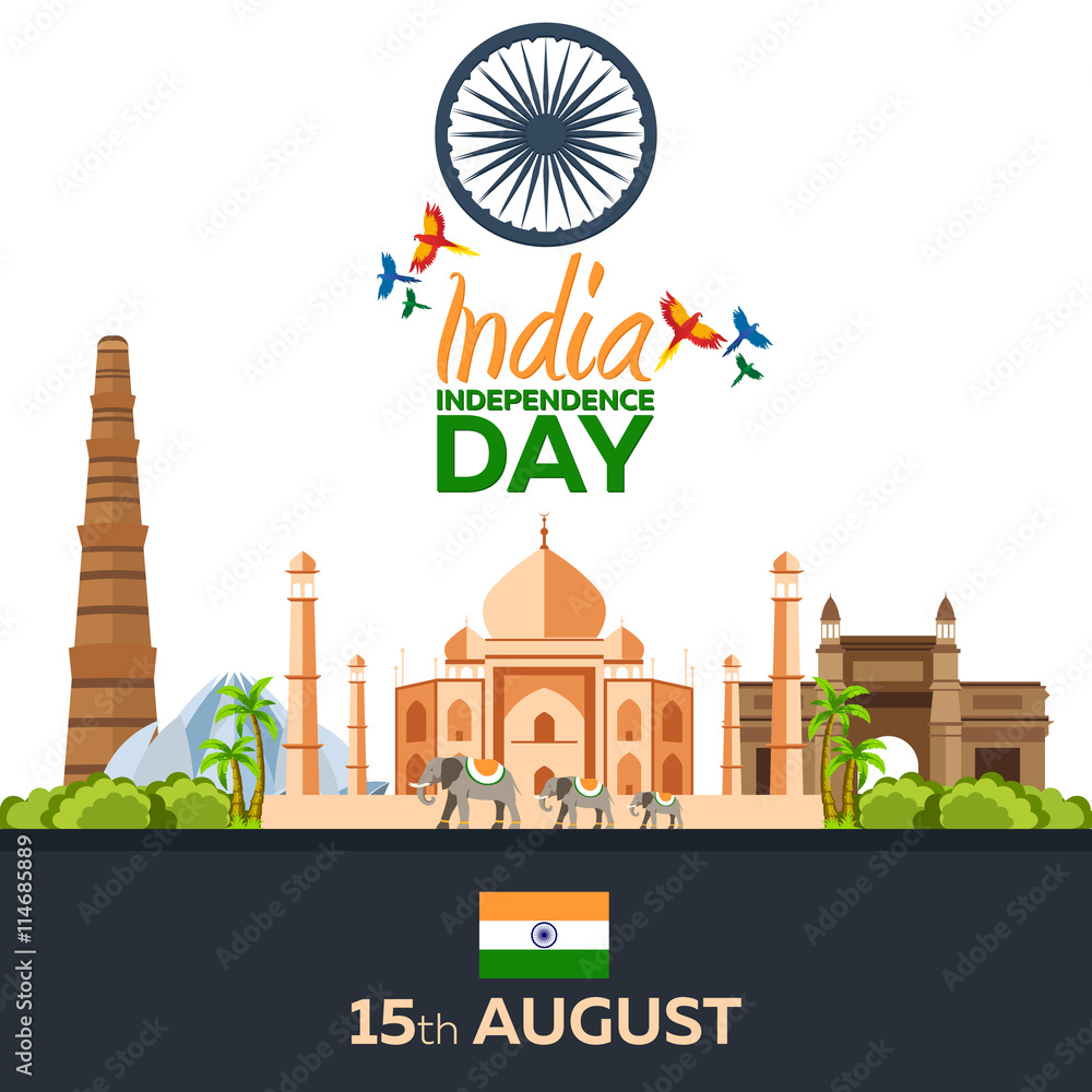 Fototapeta premium Independence day of India. Vector illustration. 15th August.
