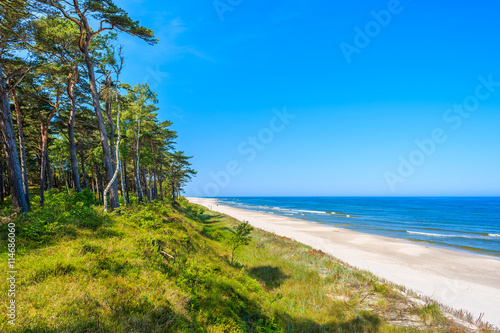 A view of beautiful sandy beach in Lubiatowo coastal village, Baltic Sea, Poland