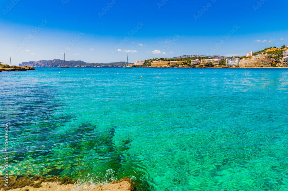 Fototapeta premium Beautiful sea bay coast with turquoise water Majorca Santa Ponca 