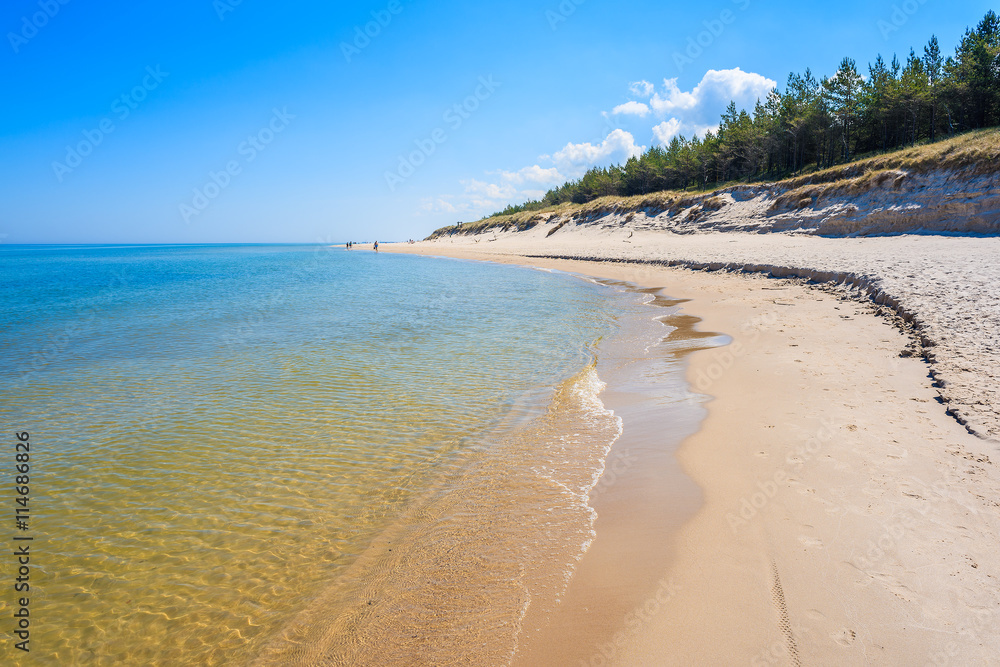 Sandy beach in Lubiatowo coastal village, Baltic Sea, Poland