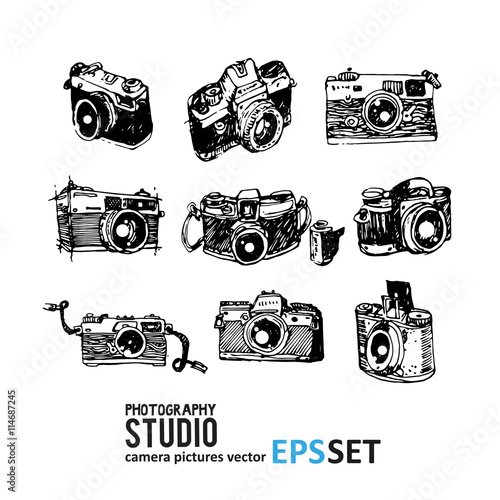 Camera photography vector set collection illustration. Logotypes