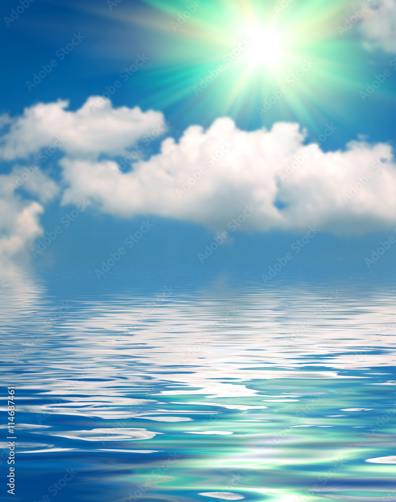 Surface water ripple and reflection of soft sky and clouds backg Surface water ripple and reflection of soft sky and clouds backg