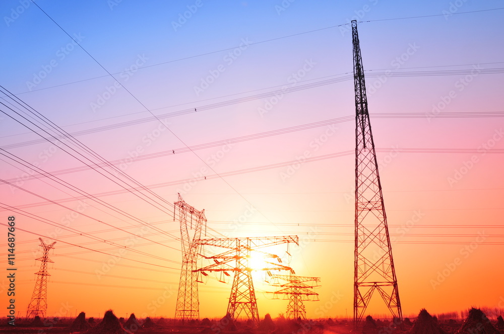Fototapeta premium High voltage electric tower line