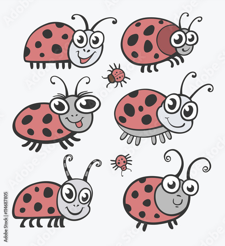Set of vector icons ladybug. flat illustration for your design