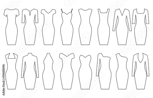 Set of woman dresses, vector illustration