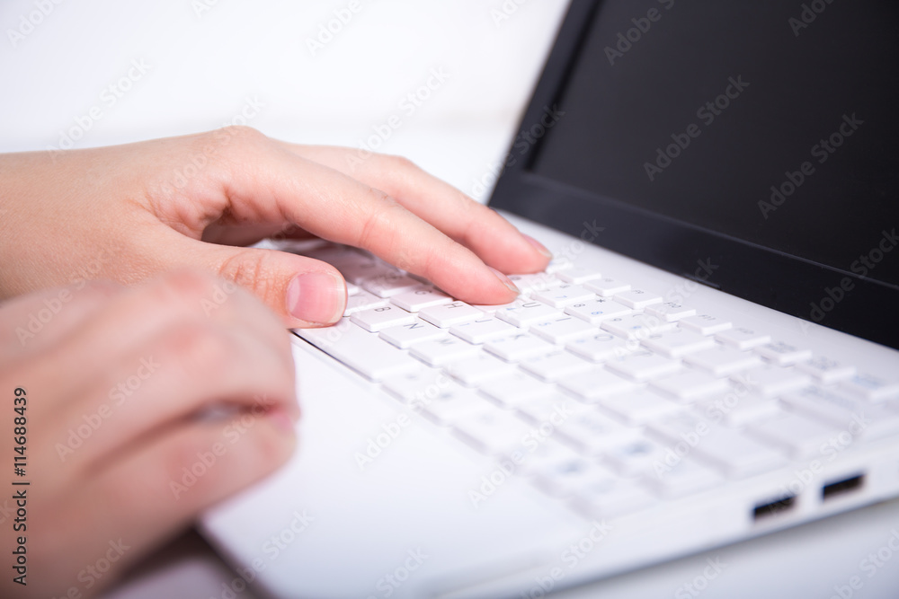 close up of typing female hands on keyboard close up of typing female hands on keyboard