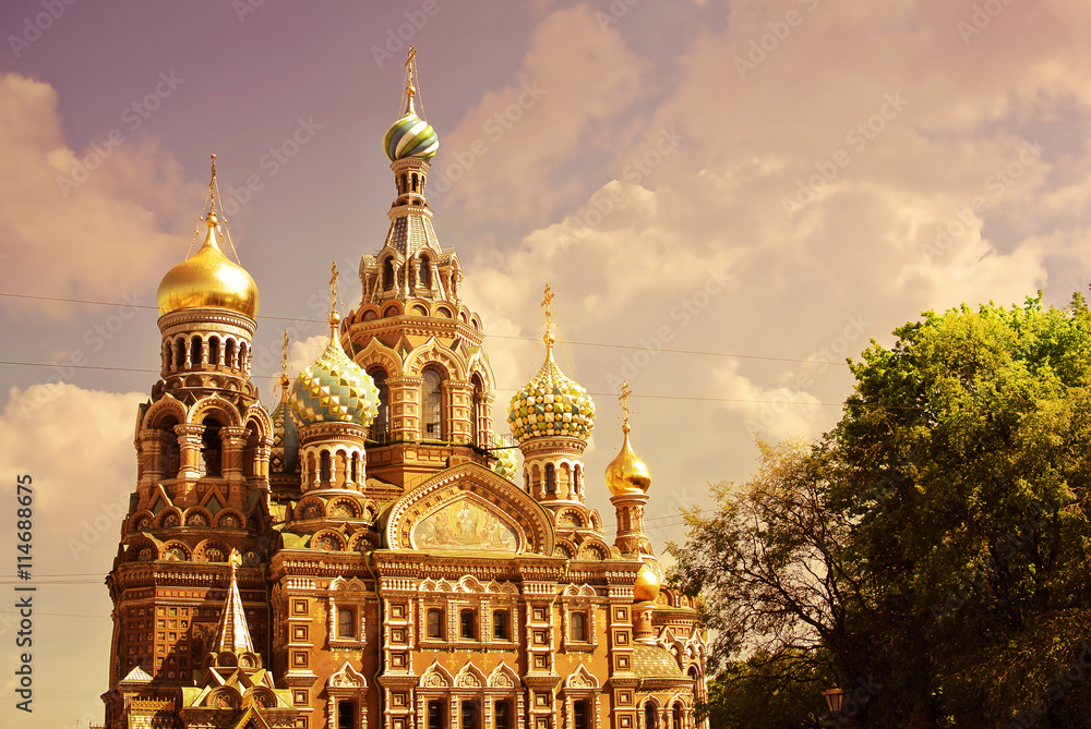 Church of the Saviour on Spilled Blood or Cathedral of the Resurrection of Christ at sunset, St. Petersburg, Russia Church of the Saviour on Spilled Blood or Cathedral of the Resurrection of Christ at sunset, St. Petersburg, Russia