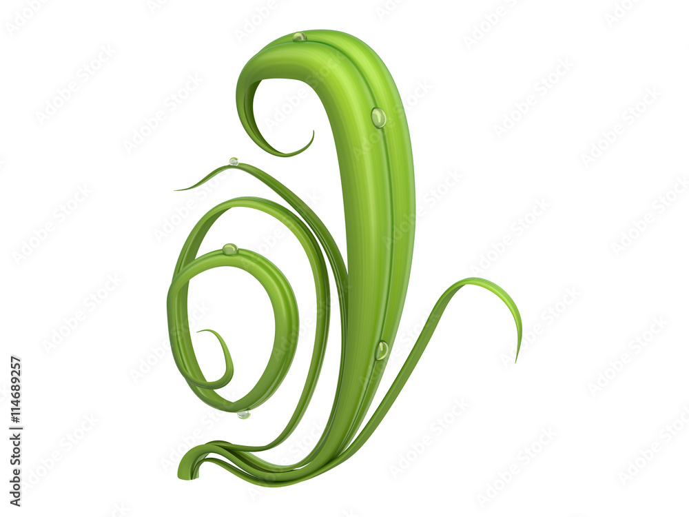 Fototapeta premium Green plants font with dew drops