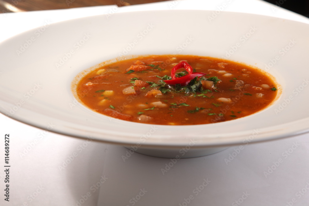 Spicy Soup with peppers and beans