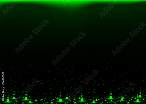 Green Falling Neon Balls Background - Abstract Illustration, Vector