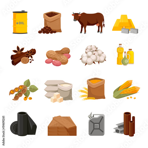 Commodity Flat Icons Set