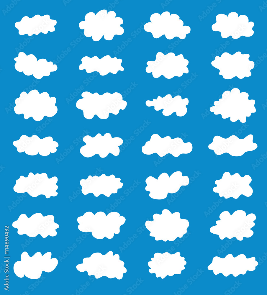 Naklejka Different set of clouds, clouds collection vector illustration