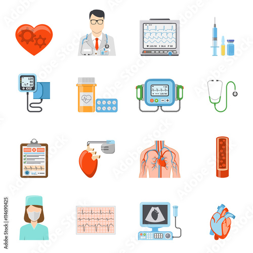 Cardiology Flat Icons Set