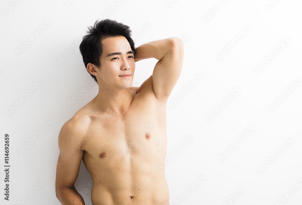 Fototapeta premium Close up portrait of handsome young man