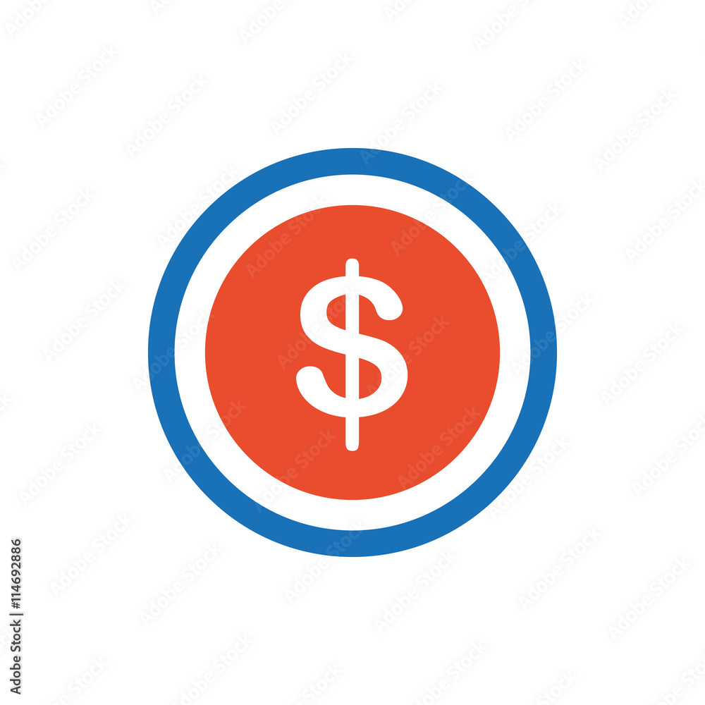 Design Coin Flat icon and Logo blue, orange Design Coin Flat icon and Logo blue, orange