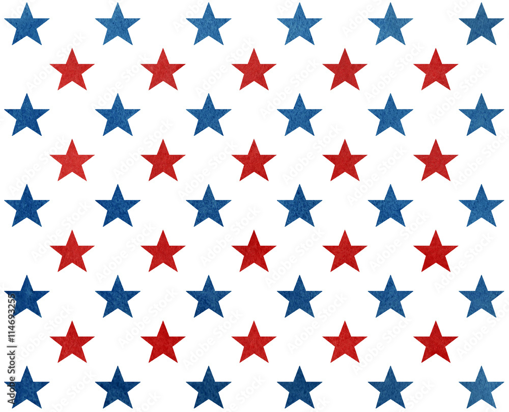 Pattern with dark blue and red watercolor stars. Pattern with dark blue and red watercolor stars.