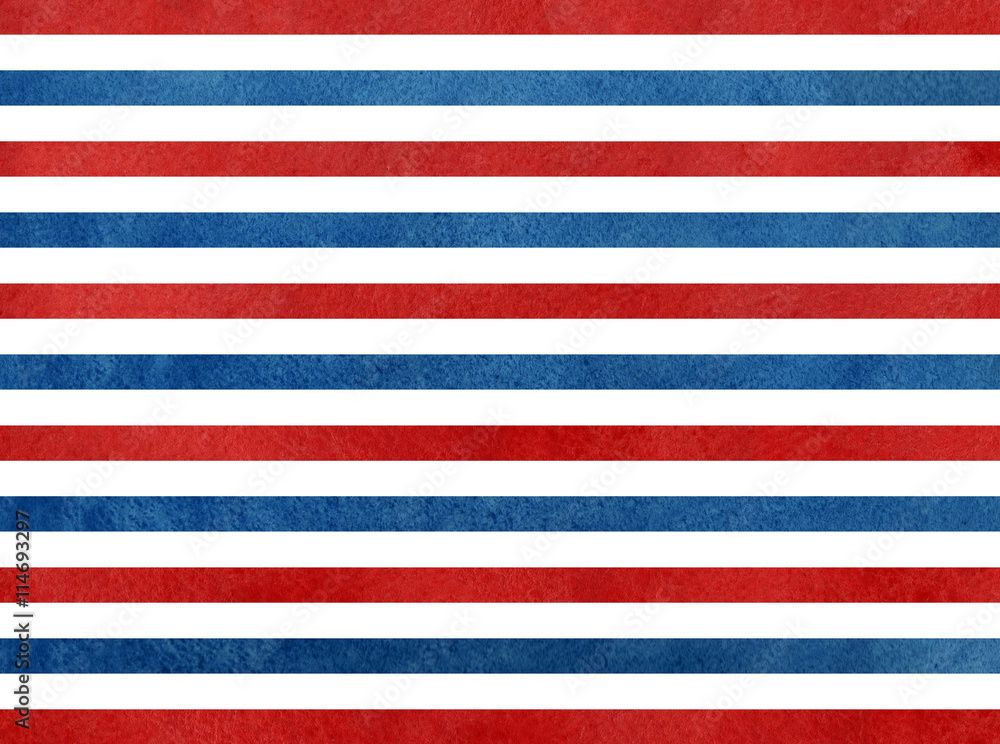 © perekotypole - Watercolor dark blue and red striped background.