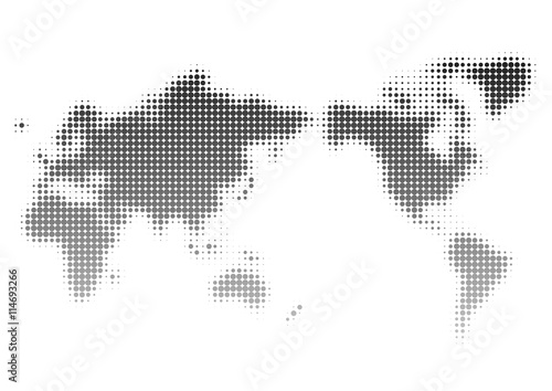 世界地図（日本中心）のイラスト: 黒グラデーションドット photo