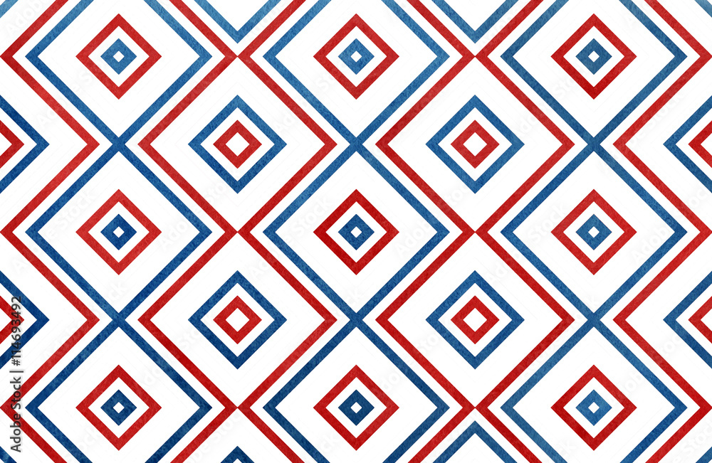 Geometrical pattern in dark blue and red colors.